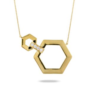 Large/Small Hexagon Shaped Necklace with Diamond Accents