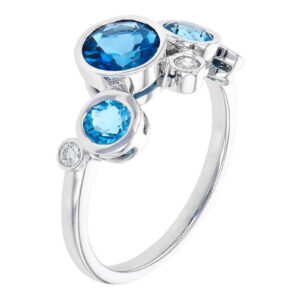 14k White Gold Blue Topaz and Diamond Accent Ring