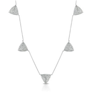 18k White Gold Five Triangle Diamond Necklace