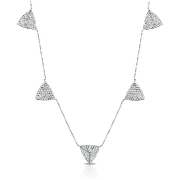 18k White Gold Five Triangle Diamond Necklace