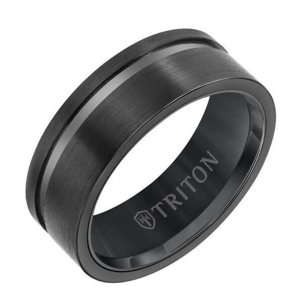 Black Tungsten Carbide Grooved Ring