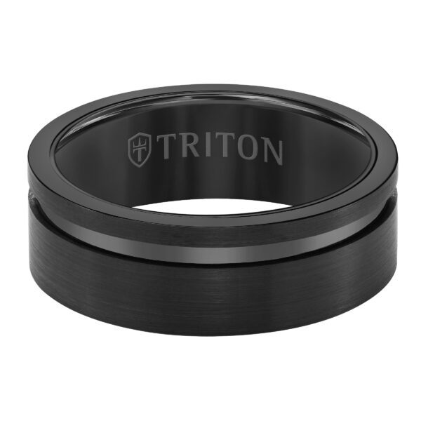 Black Tungsten Carbide Grooved Ring