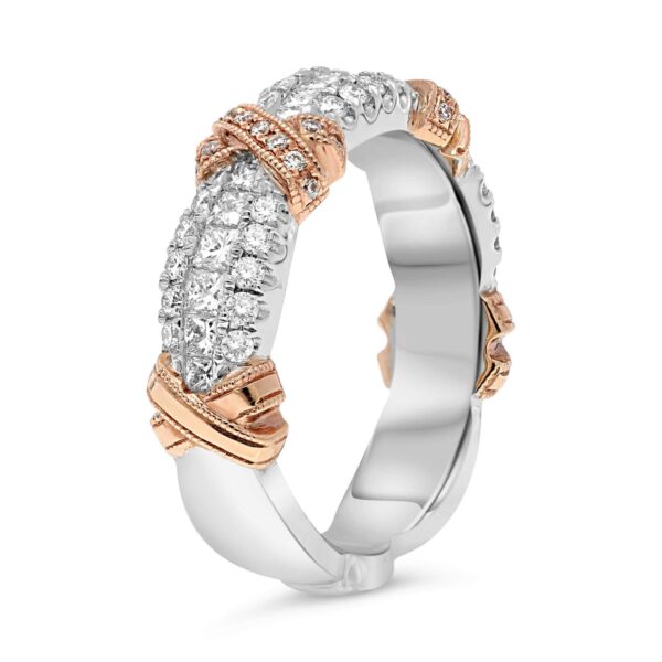 14K PINK GOLD RING WITH PINK AND WHITE DIAMONDS