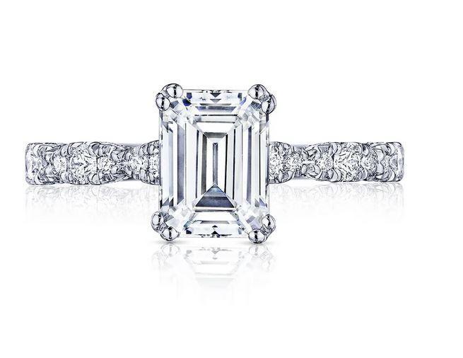 Tacori Petite Crescent Emerald Cut Engagement Ring