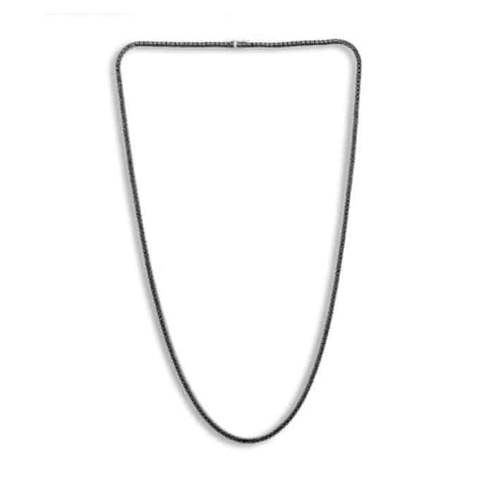 RHODIUM PLATED WHITE GOLD AND BLACK DIAMOND NECKLACE