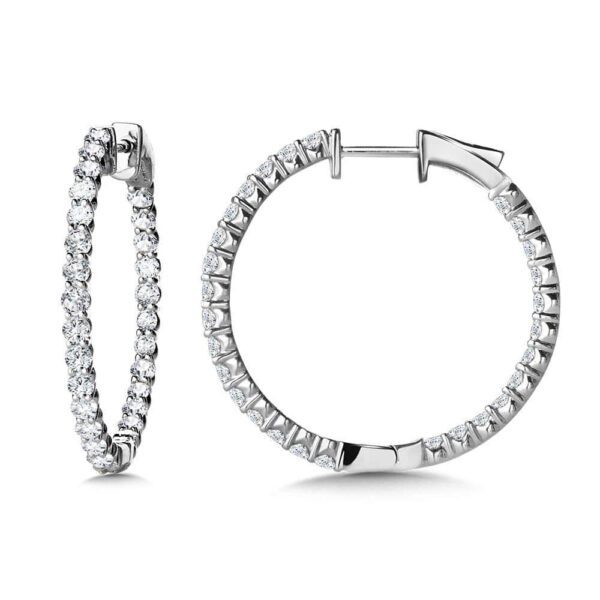 14K WHITE GOLD 2.00CTW IN/OUT HOOPS