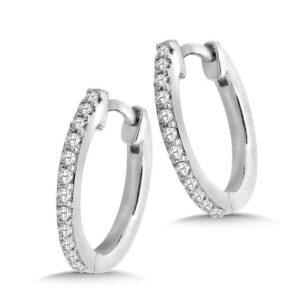 White Gold and Diamond Huggie Hoops