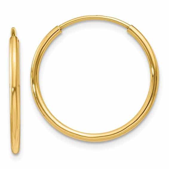 14k Yellow Gold 1.25x20mm Endless Hoops