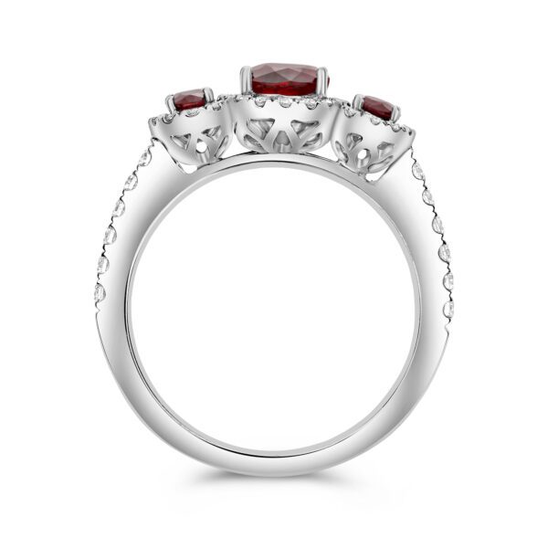 Platinum Three-stone Ruby and Diamond Ring