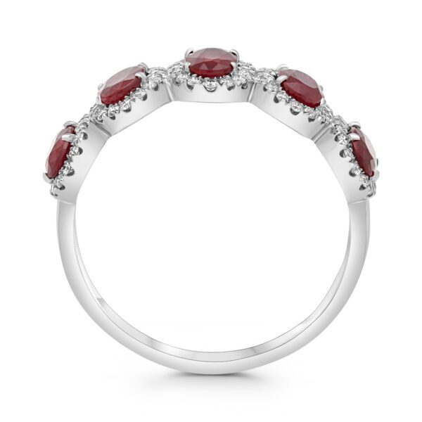 White Gold Five-stone Ruby and Diamond Ring
