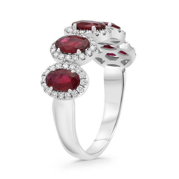 White Gold Five-stone Ruby and Diamond Ring