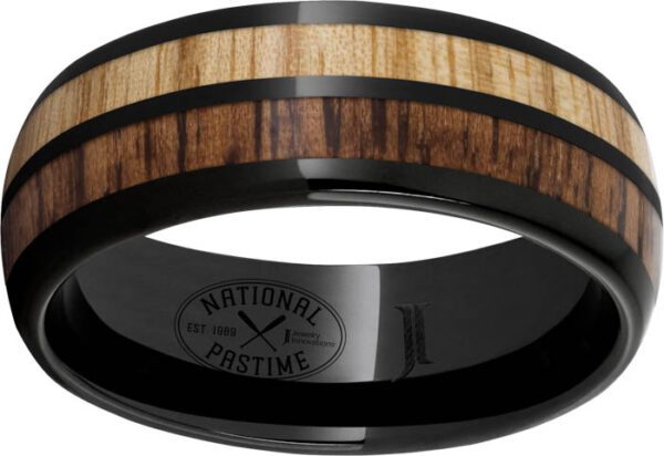 Black Ceramic with Hickory and White Ash Vintage Baseball Wood Inlays