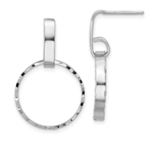 Sterling Silver Rhodium-plated Circle Post Dangle Earrings