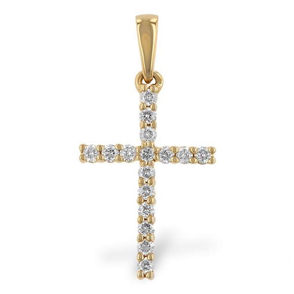 14k Yellow Gold Diamond Cross pendant