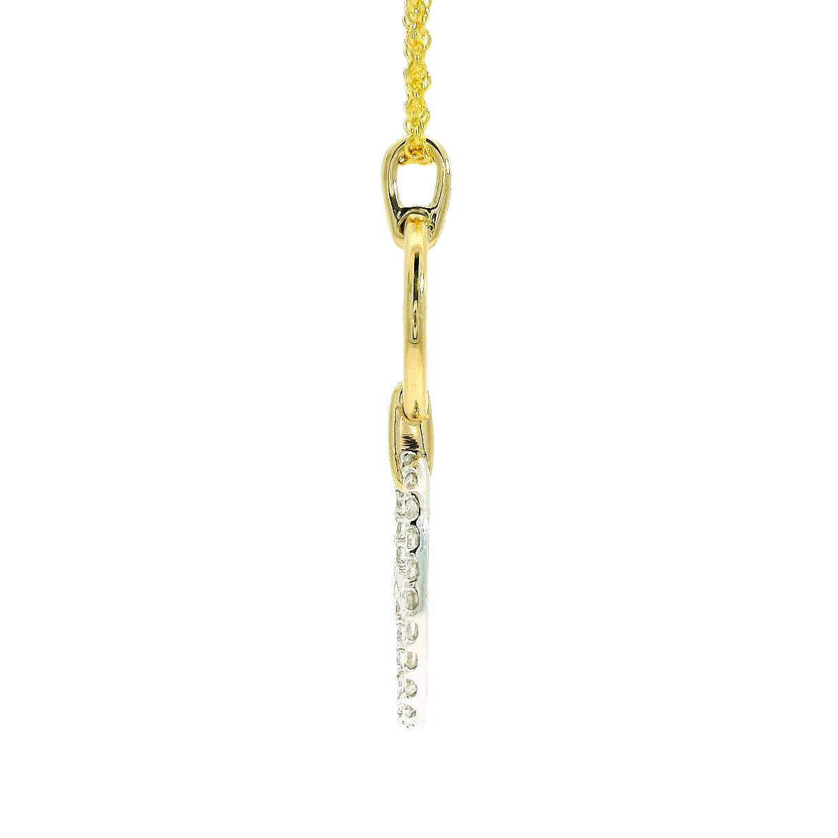 14K Two-tone gold and Diamond Anchor Style Pendant
