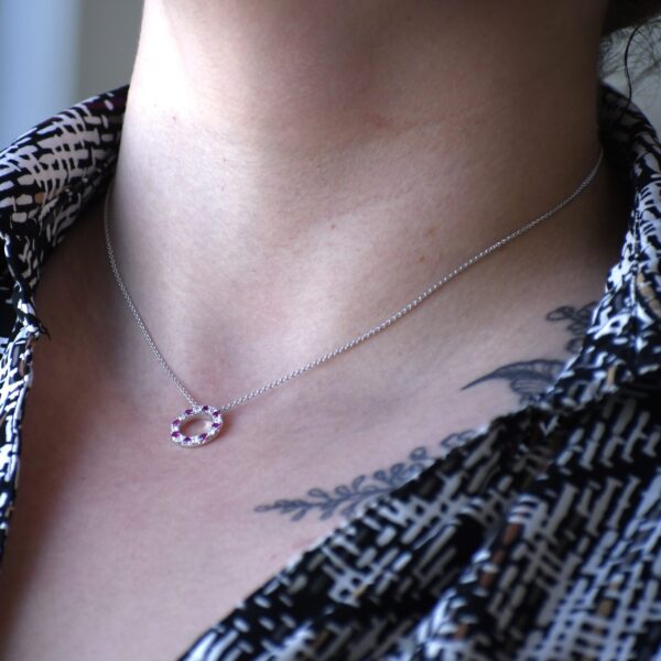 18K White Gold Ruby and Diamond Pendant - Image 5