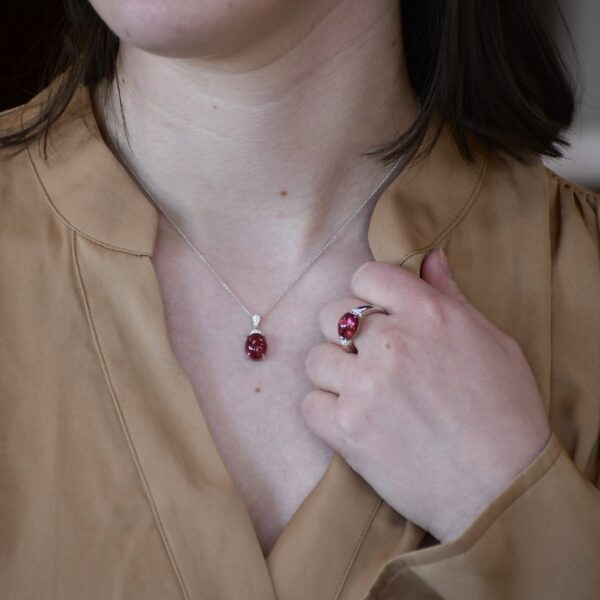 Pink Tourmaline and Diamond Ring - Image 6