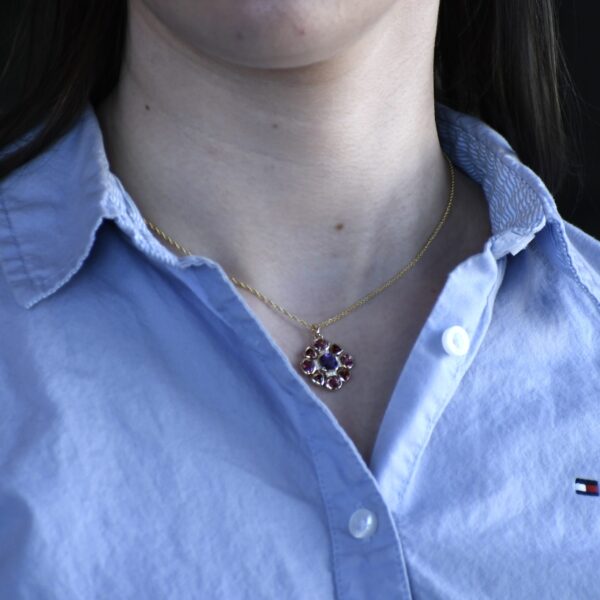 14K Yellow Gold & Pink Gemstone Pendant - Image 7