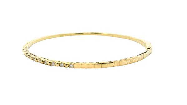 14K Yellow Gold and Diamond Flexible Bangle - Image 4