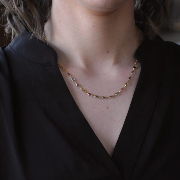18k Yellow Gold Mixed Pear Shaped Stone Necklace - Image 5