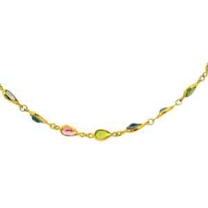 18k Yellow Gold Mixed Pear Shaped Stone Necklace