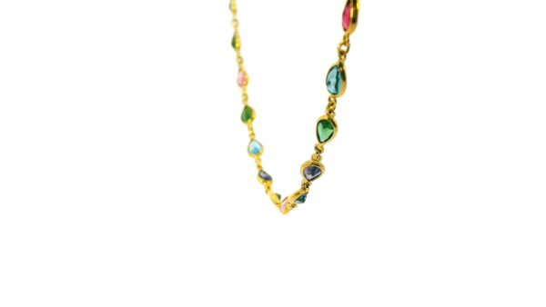 18k Yellow Gold Mixed Pear Shaped Stone Necklace - Image 2