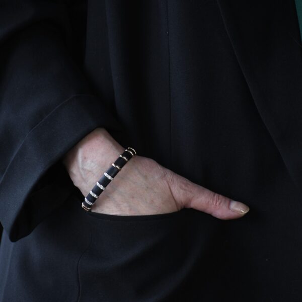 Black with 4 Bars of Diamond Bangle - Image 5