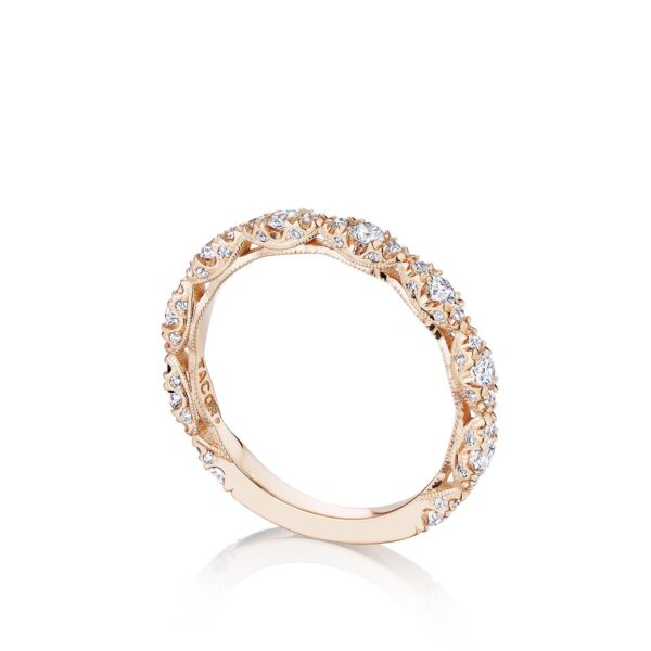 18k pink gold .36ctw diamond ½ way solid bottom band