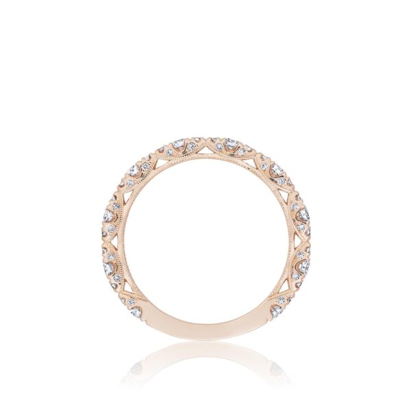 18k pink gold .36ctw diamond ½ way solid bottom band - Image 2