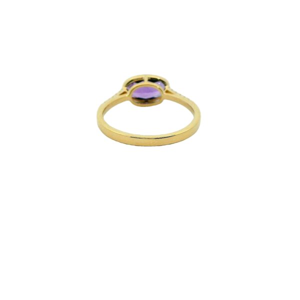 14K Yellow Gold Amethyst and Diamond Ring - Image 3