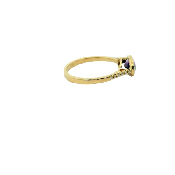 14K Yellow Gold Amethyst and Diamond Ring - Image 2