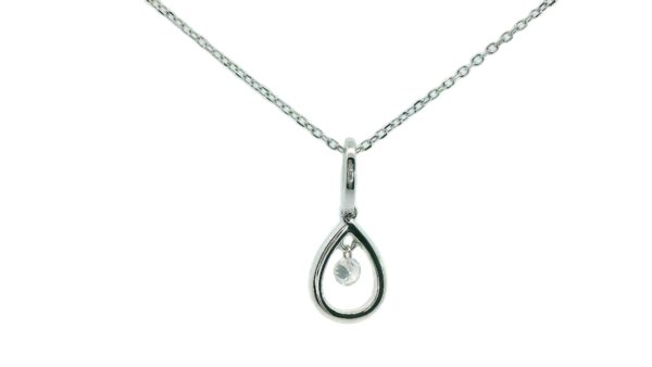 14K White Gold Diamond Pear Pendant - Image 3