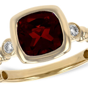14K Yellow Gold Garnet and Diamond Ring
