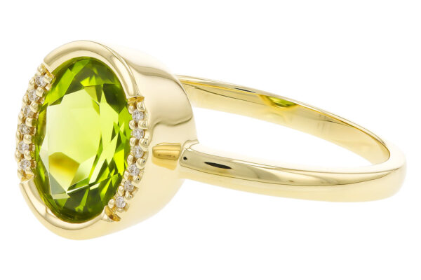 14K Yellow Gold Peridot and Diamond Ring - Image 6