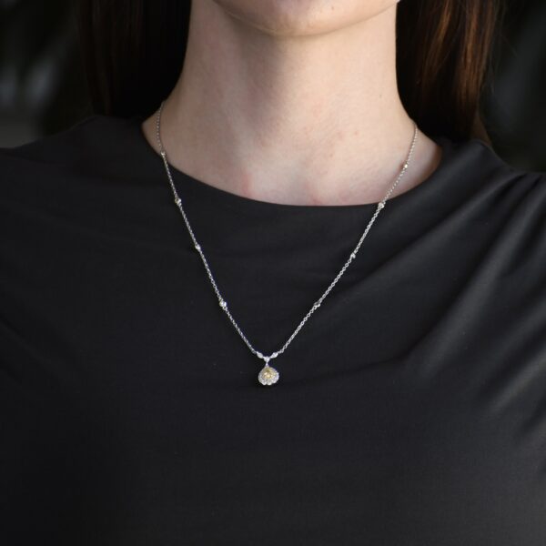 18K White Gold Yellow Diamond Necklace - Image 6