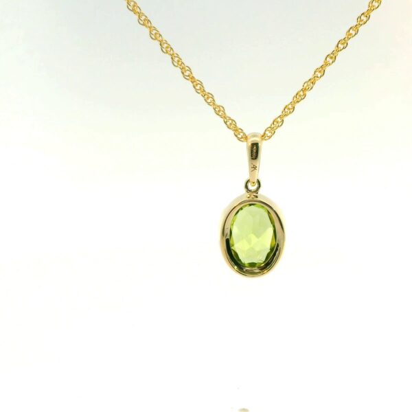 14K Yellow Gold Peridot and Diamond Pendant - Image 4