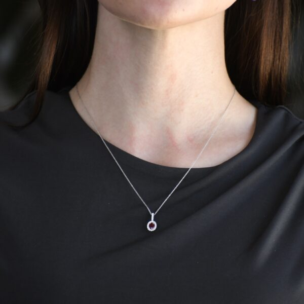 14K White Gold Ruby and Diamond Pendant - Image 6