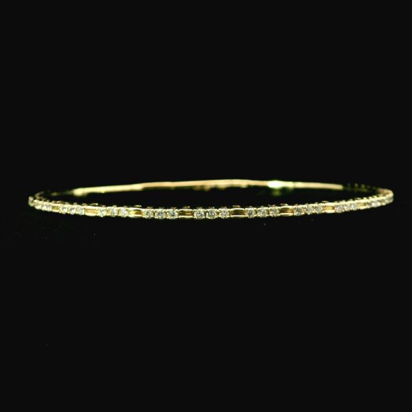 14K Yellow Gold and Diamond Flexible Bangle