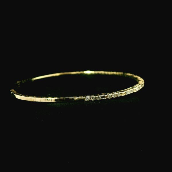 14K Yellow Gold and Diamond Flexible Bangle - Image 4