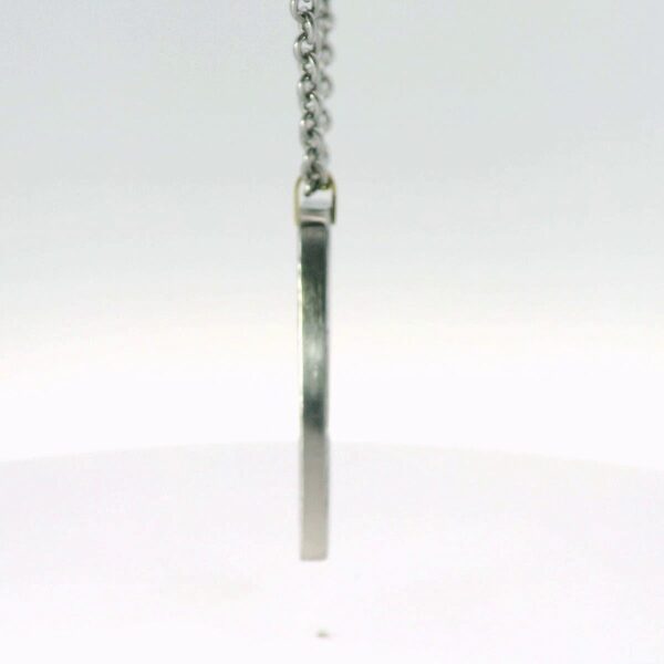 Damascus Steel Dog Tag with 18K Yellow Gold Bail - Image 3