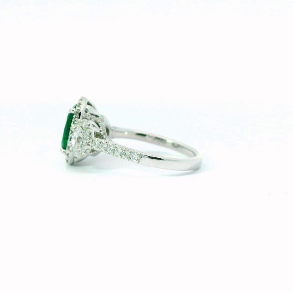 Platinum Emerald and Diamond 3-Stone Ring - Image 3