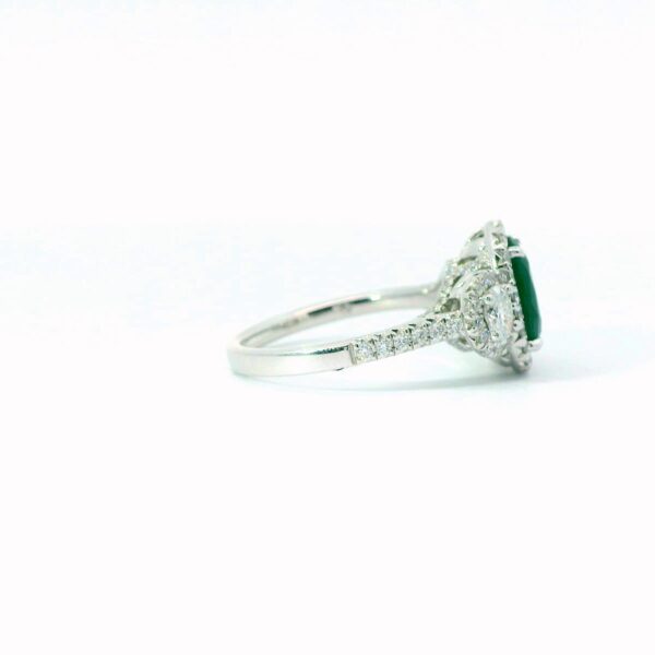 Platinum Emerald and Diamond 3-Stone Ring - Image 5