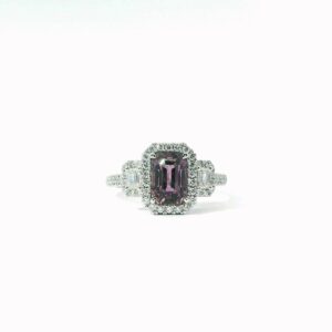 Platinum, Pink-Purple Sapphire and Diamond Ring