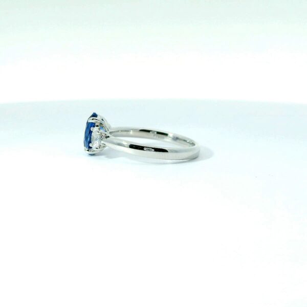 Platinum Sapphire and Diamond 3-Stone Ring - Image 4