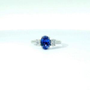 Platinum Sapphire and Diamond 3-Stone Ring