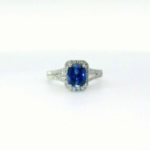14K White Gold Sapphire and Diamond Ring
