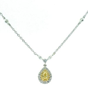 18K White Gold Yellow Diamond Necklace