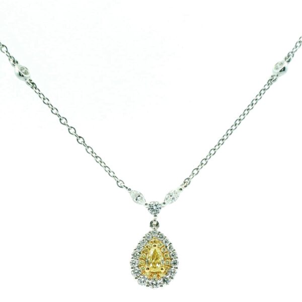 18K White Gold Yellow Diamond Necklace