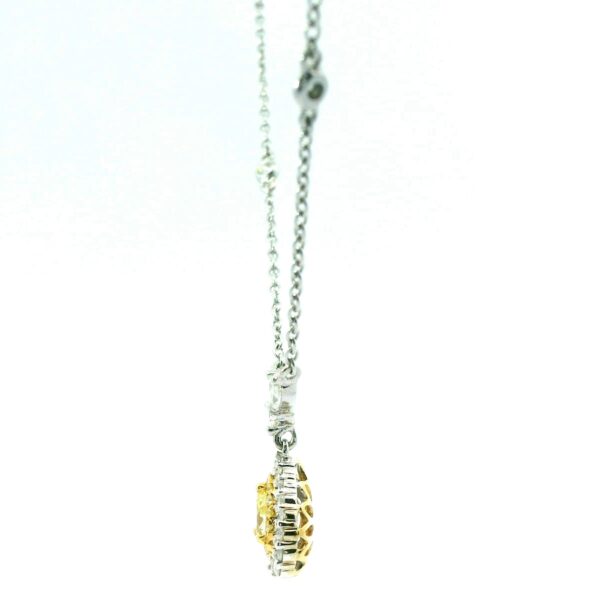 18K White Gold Yellow Diamond Necklace - Image 5