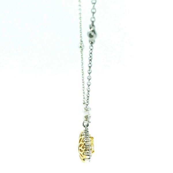 18K White Gold Yellow Diamond Necklace - Image 3